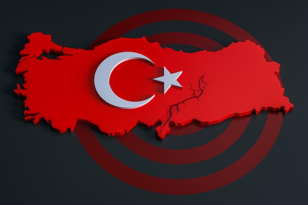 Mapa del terremoto de Turquía Ilustración 3d