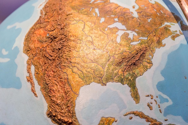 Mapa de la Tierra de aspecto real América del Norte en el centro