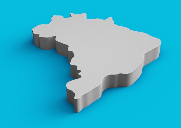 Mapa topográfico 3D do Brasil Geografia Cartografia e topologia Mar Ilustração 3D de superfície azul