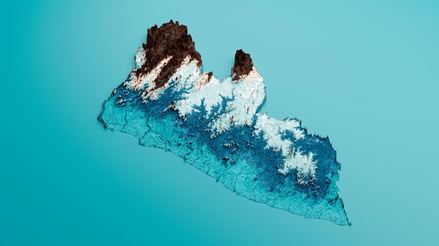 Mapa topográfico da Libéria Matiz de elevação hipsométrica espectral mapa de relevo sombreado ilustração 3d