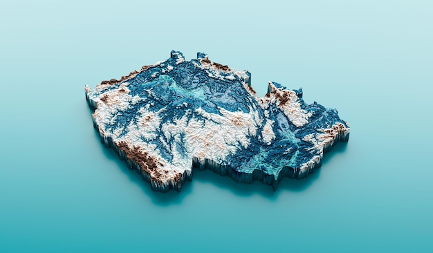 Mapa topográfico da República Tcheca Hipométrico República Tcheca Matiz de elevação Espectral Mapa de relevo sombreado 3d