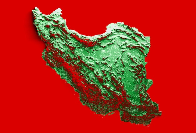 Mapa topográfico do irã 3d mapa realista do irã textura de cor e ilustração 3d de rios