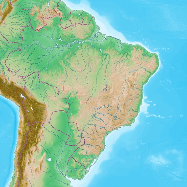 Foto mapa topográfico físico em branco do brasil