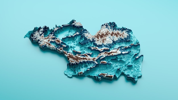 Mapa topográfico de Medina Hipsométrico Medina Elevación tinte Espectral Mapa en relieve sombreado Ilustración 3d