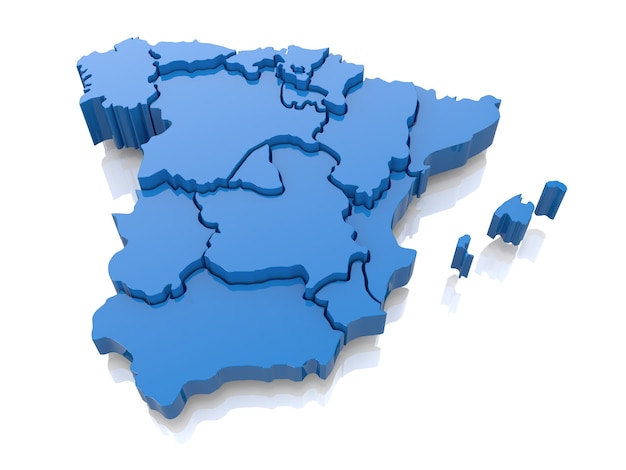 Mapa tridimensional da espanha. 3d