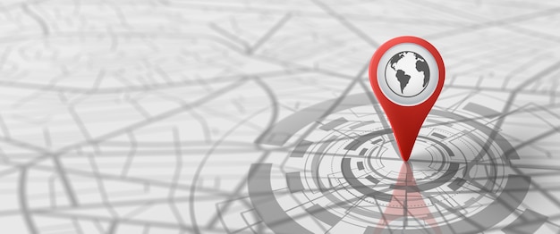 Mapa y ubicación de marcador de pasador Geografía logística transporte viajes y navegación Concepto GPS