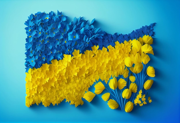 Foto mapa de ucrania hecho con flores generar ai