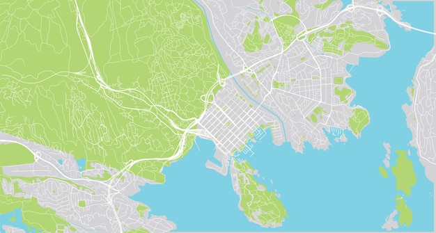 Mapa urbano vectorial de la ciudad de Kristiansand Noruega Europa