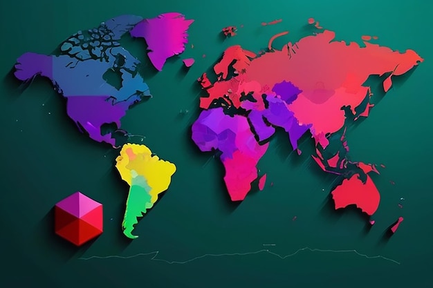 Mapa vectorial de Afganistán Conjunto de mapas de textura hexagonal y diferentes colores verde violeta azul rojo amarillo