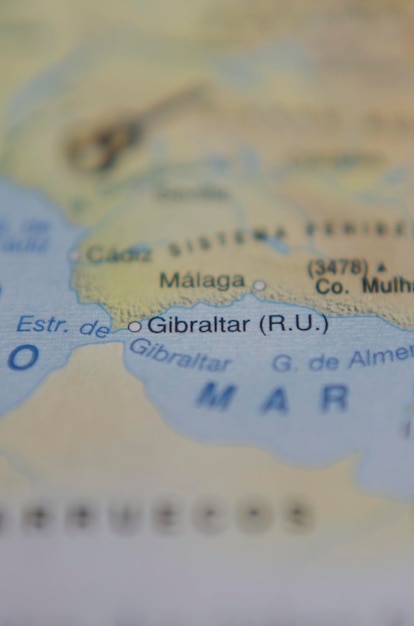 mapa vertical de Gibraltar na Espanha em conceito de viagem