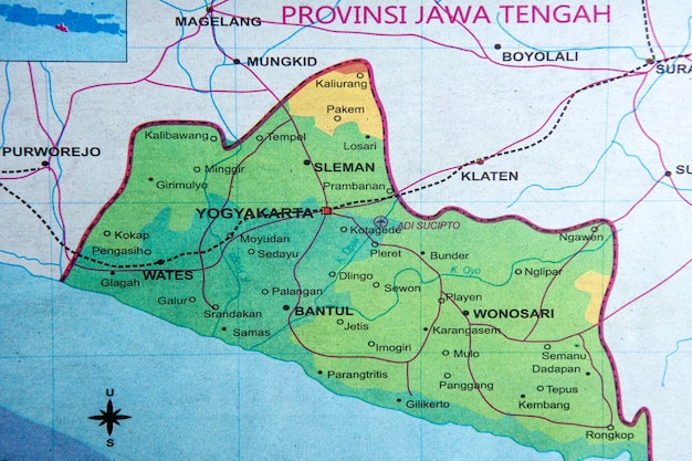 un mapa de yogyakarta en indonesia