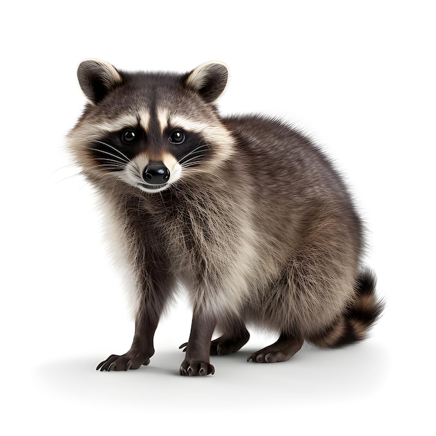 Foto mapache joven parado al frente y mirando a la cámara ai generetivo