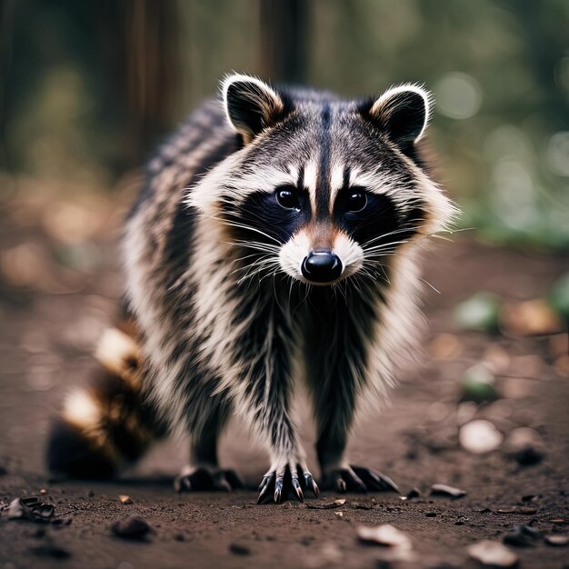 Foto un mapaches en el bosque para el día mundial de la vida silvestre