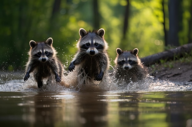 El mapaches en el bosque.