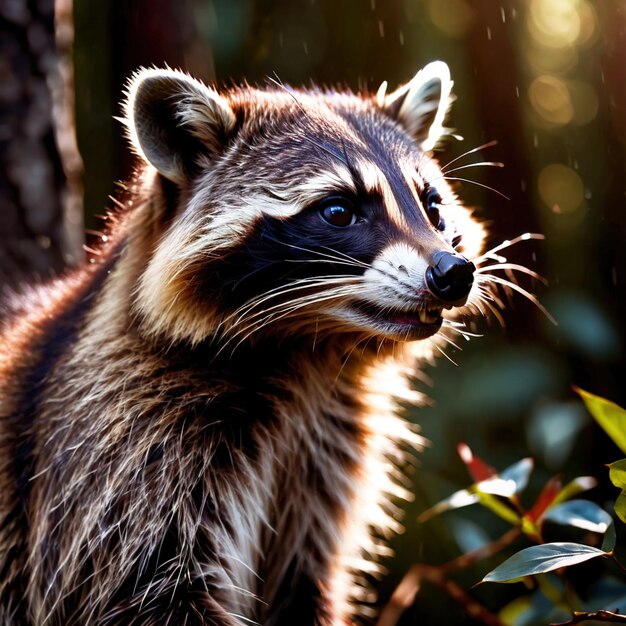 El mapaches es un animal silvestre que vive en la naturaleza y forma parte del ecosistema.