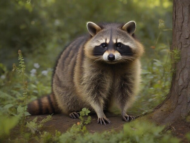 Un mapaches en la naturaleza