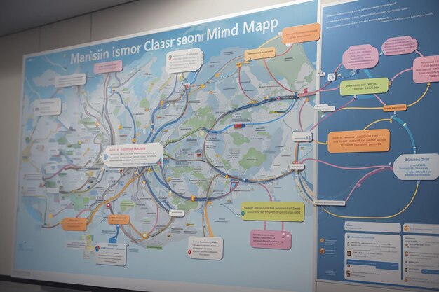 Mapas mentales futuristas en el aula que visualizan conceptos complejos