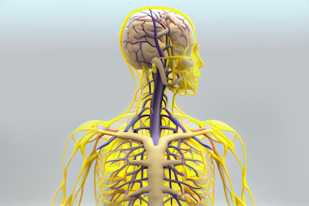 Foto mapeo del sistema nervioso humano ilustración anatómica ia generativa