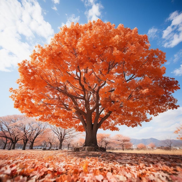 Maple Bliss na tarde da paisagem de outono Foto