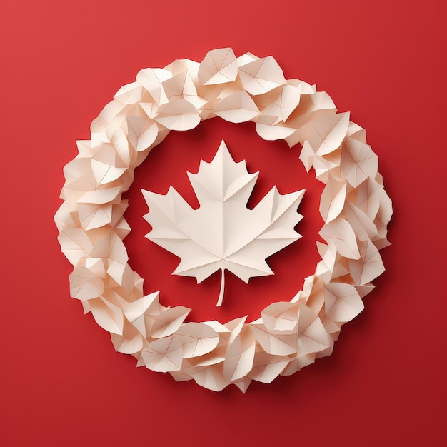 Maple Leaf Symphony 3D Ilustração de artesanato em papel para comemorar o Dia do Canadá