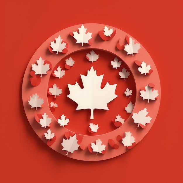 Maple Leaf Symphony 3D Ilustração de artesanato em papel para comemorar o Dia do Canadá