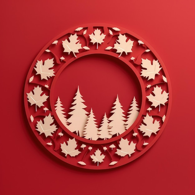 Maple Leaf Symphony 3D Ilustração de artesanato em papel para comemorar o Dia do Canadá