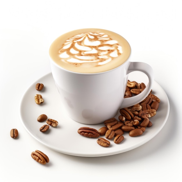 Maple Pecan Latte isoliert auf weißem Hintergrund Generative KI