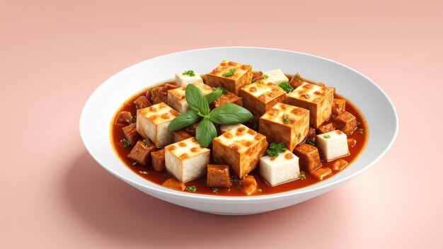 mapo tofu en un fondo suave aislado