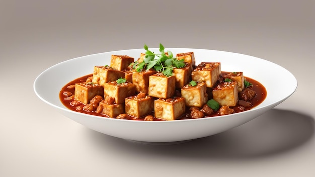 mapo tofu en un fondo suave aislado