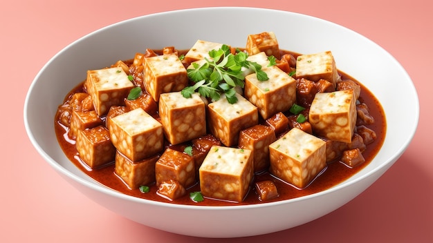 mapo tofu en un fondo suave aislado