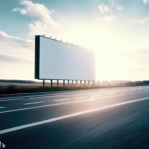 Maqueta 3d generada por Ai de un tablero de anuncios publicitarios en una carretera en blanco