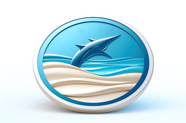 Foto maqueta 3d de primer plano de un hermoso logotipo de playa con fondo de naturaleza ai generativa