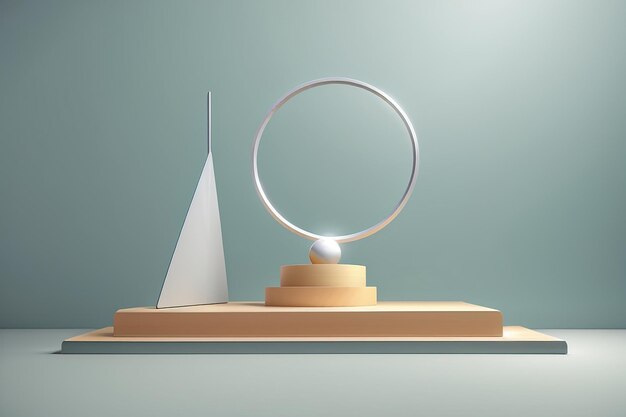 Maqueta abstracta del podio de geometría en estilo minimalista