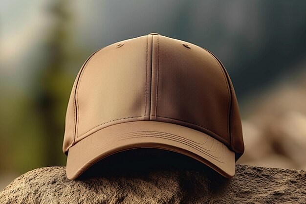 Foto maqueta de alta resolución sombrero de béisbol marrón claro realista para la personalización