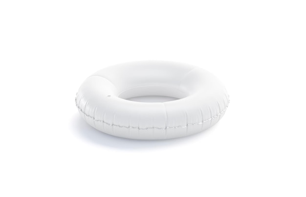 Maqueta de anillo de natación blanco. Maqueta de aro salvavidas inflable para nadar. Maqueta de círculo de goma segura.