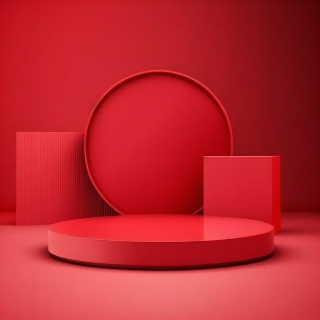 maqueta del área de visualización en tonos rojos