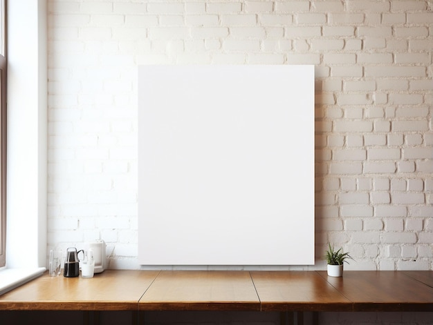 Maqueta blanca en blanco montada en la pared