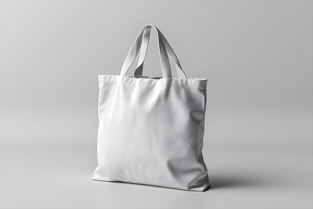 Maqueta blanca de bolsa de equipaje ecológica con espacio de copia para el movimiento de cero residuos Concepto Fotografía de producto Maqueta ecológica de bolsa de bagaje ecológica Movimiento de cero residuos