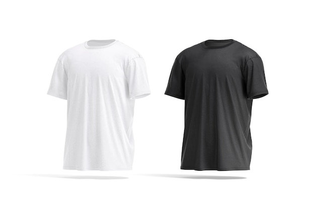 Maqueta en blanco de camiseta de gran tamaño en blanco y negro vista lateral