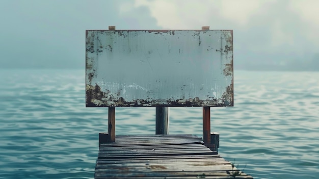 Foto maqueta en blanco de un letrero de muelle clásico y atemporal con una fuente serif tradicional