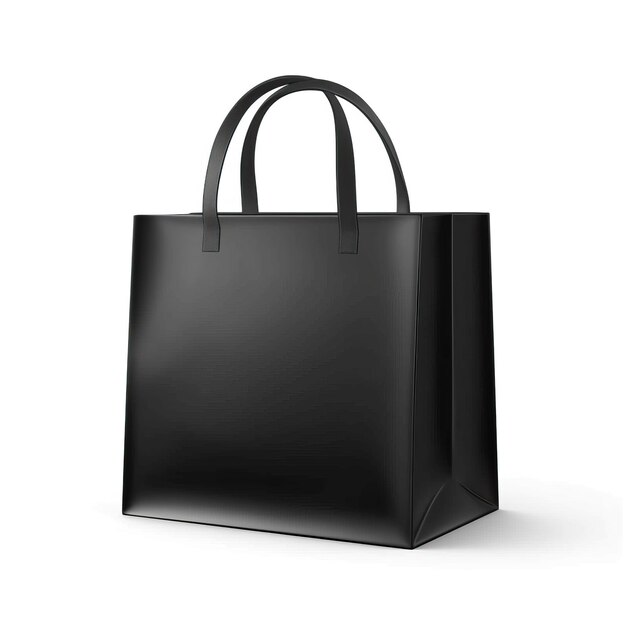 Foto maqueta de bolsa de compras negra realista para diseño de marca e identidad corporativa