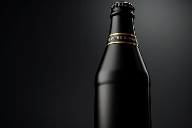 Maqueta de botella de cerveza con estilo, diseño carismático en negro