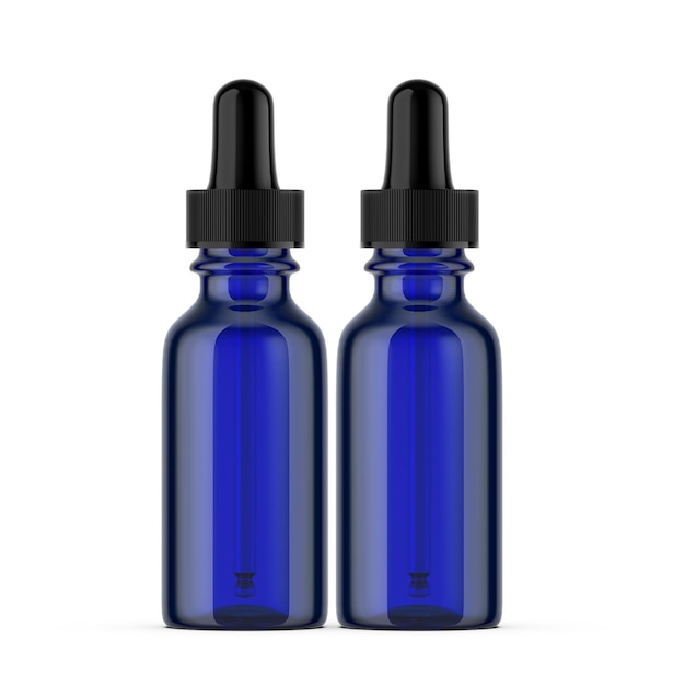 maqueta de botella cuentagotas de suero de autocuidado cosmético azul