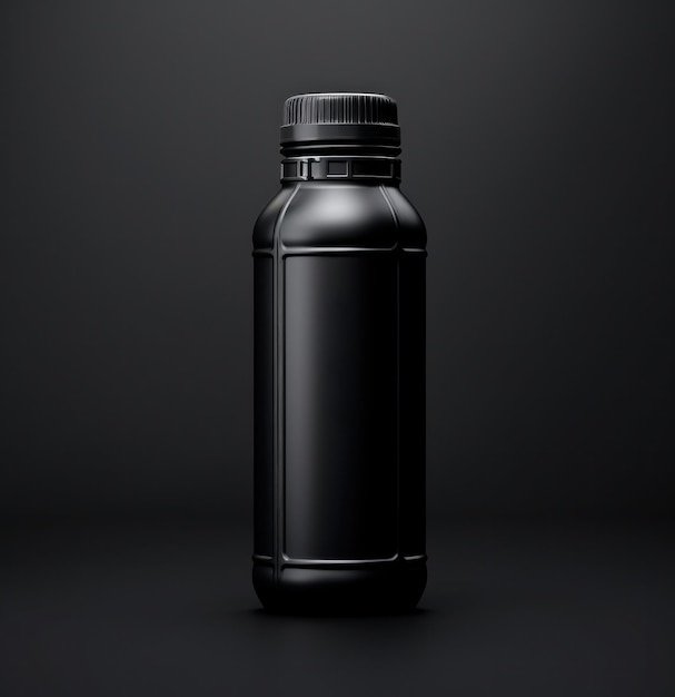 Foto maqueta de botella de jugo negra