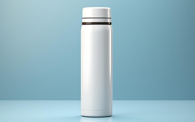 Foto maqueta de botella termo inoxidable vacía blanca con espacio