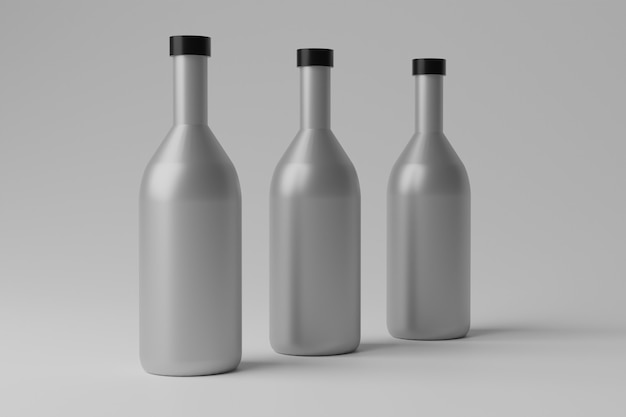Maqueta de botellas en blanco de ilustración 3D