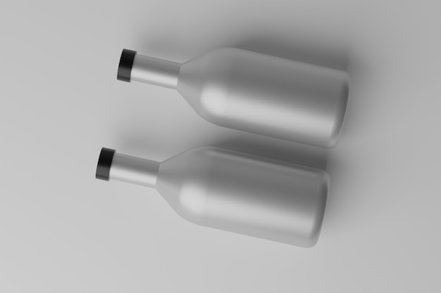 Maqueta de botellas en blanco de ilustración 3D