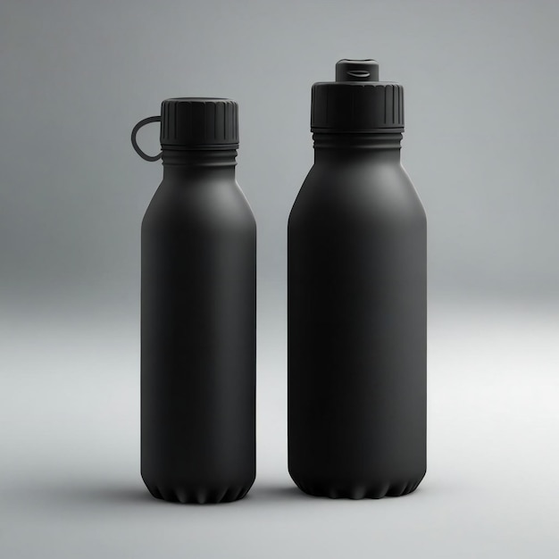 Maqueta de botellas de vaso negras elegantes Muestre sus diseños con FreePik