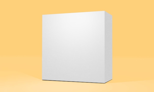 Maqueta de caja 3D realista sobre fondo blanco.Ilustración de stock de representación 3D