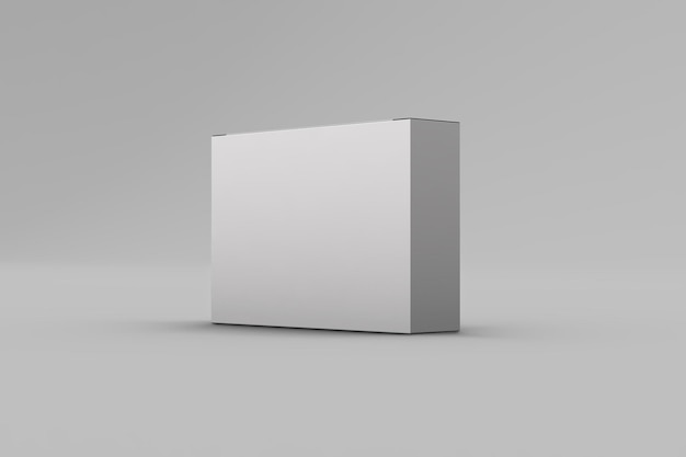 Maqueta de caja de cartón blanco para la marca del producto sobre fondo limpio Ilustración 3D